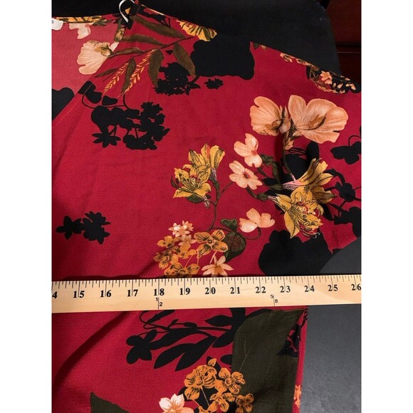 Umgee USA Womens Size Large L Top Floral Print Bishop Sleeve V Neck Waist Tie - Picture 5 of 6